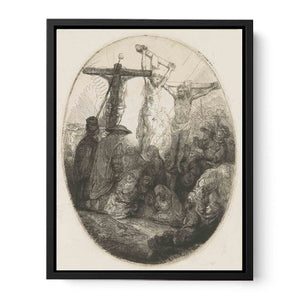 Christ crucified between the two Thieves An oval Plate Painting