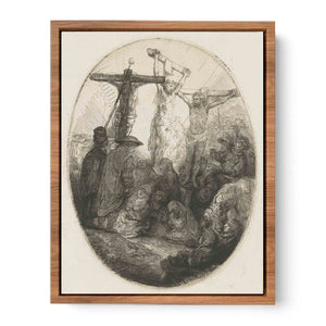 Christ crucified between the two Thieves An oval Plate Painting