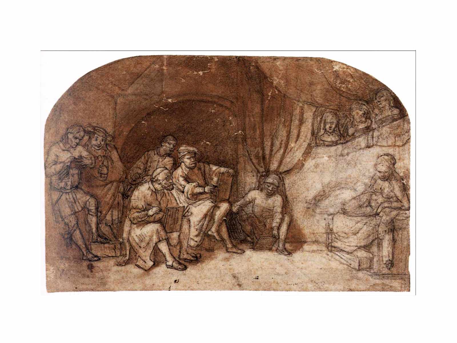 Drawing from the Nude Model in Rembrandt's Studio
 Painting