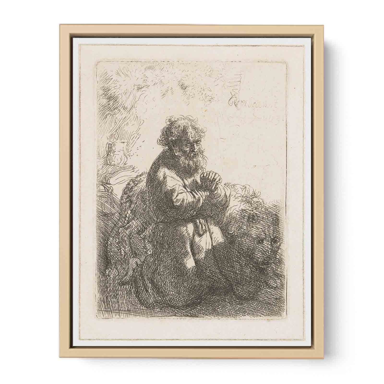 Saint Jerome kneeling in Prayer, looking down Painting