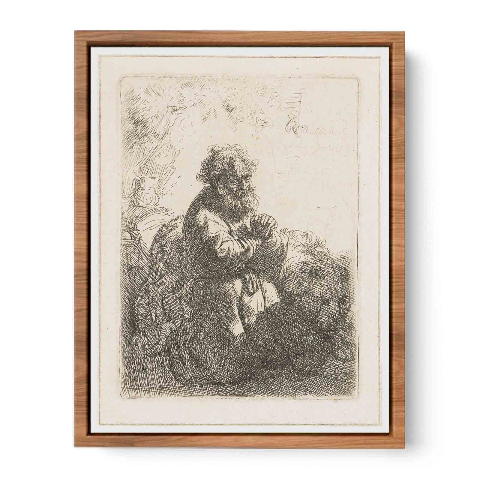 Saint Jerome kneeling in Prayer, looking down Painting