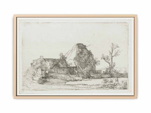 Cottages and Farm Buildings with a Man sketching Painting