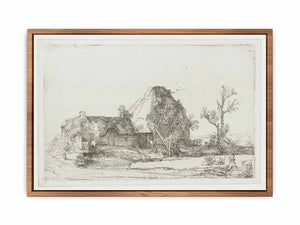 Cottages and Farm Buildings with a Man sketching Painting