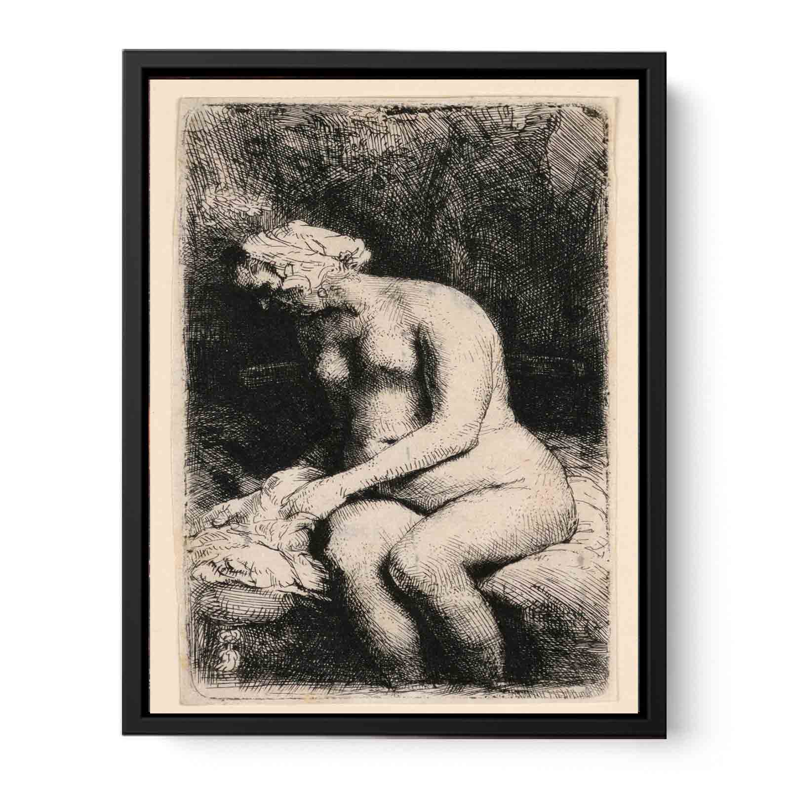 A Woman bathing her Feet at a Brook Painting