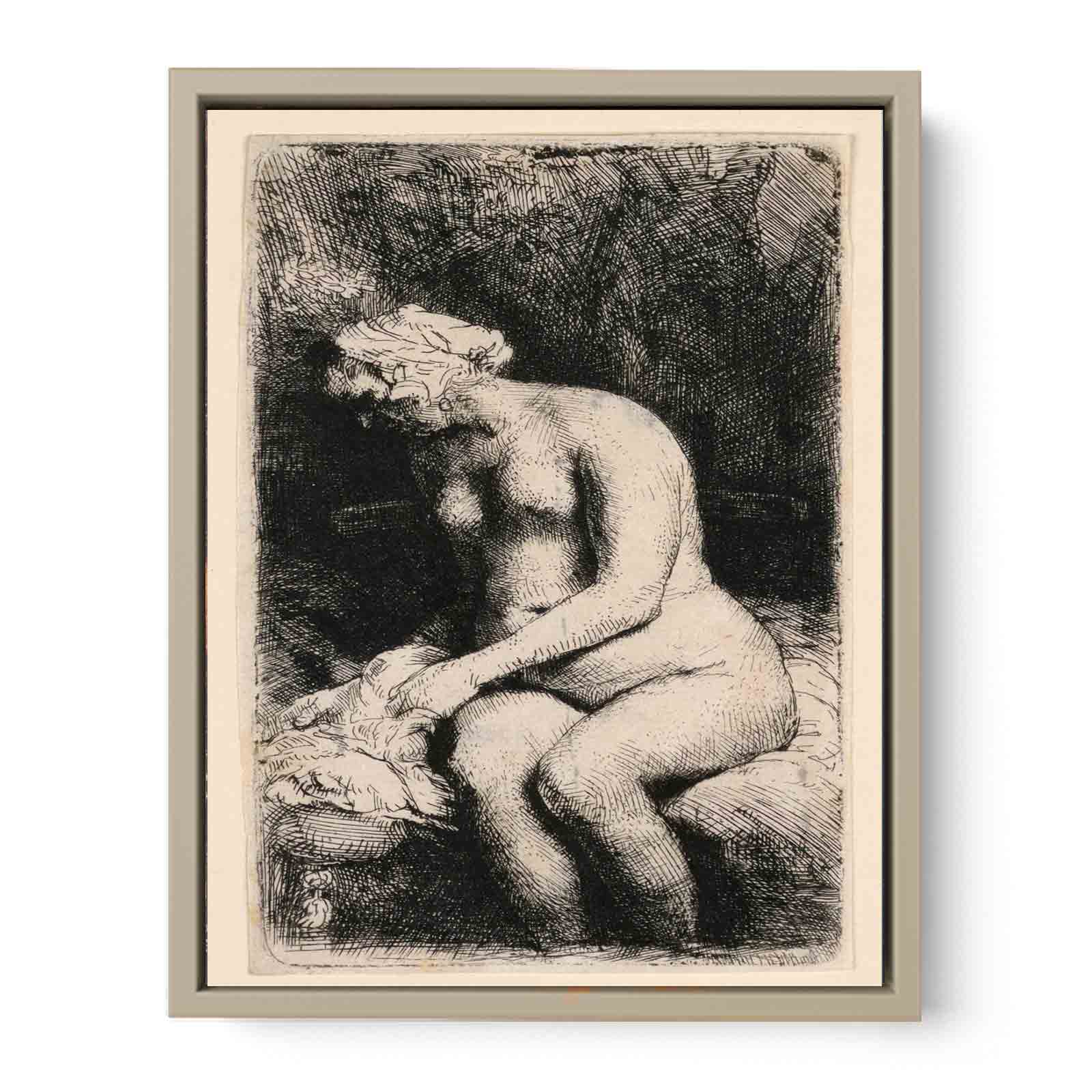 A Woman bathing her Feet at a Brook Painting