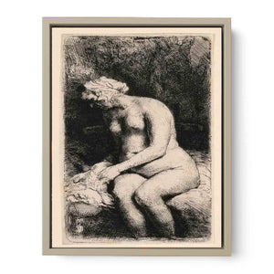 A Woman bathing her Feet at a Brook Painting