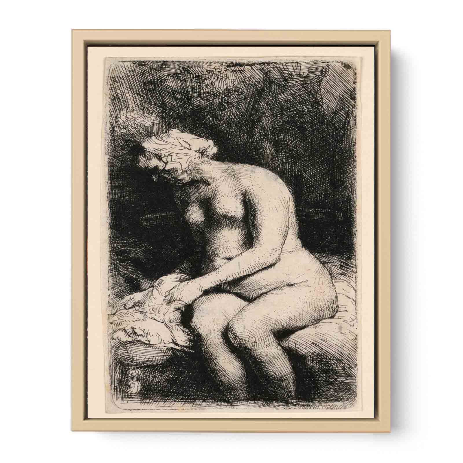 A Woman bathing her Feet at a Brook Painting