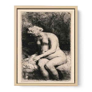 A Woman bathing her Feet at a Brook Painting