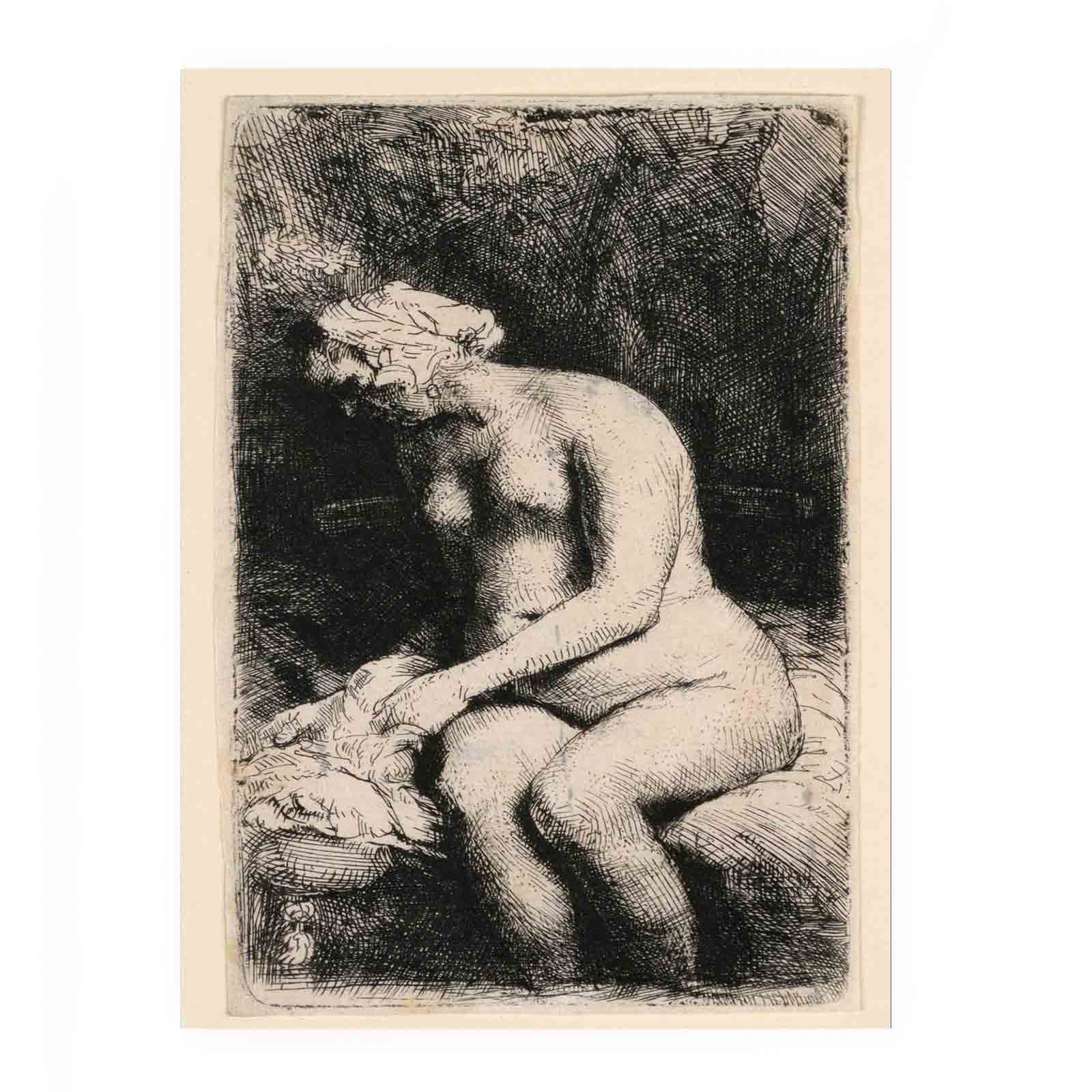 A Woman bathing her Feet at a Brook Painting