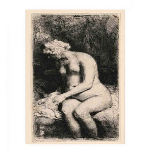 A Woman bathing her Feet at a Brook Painting