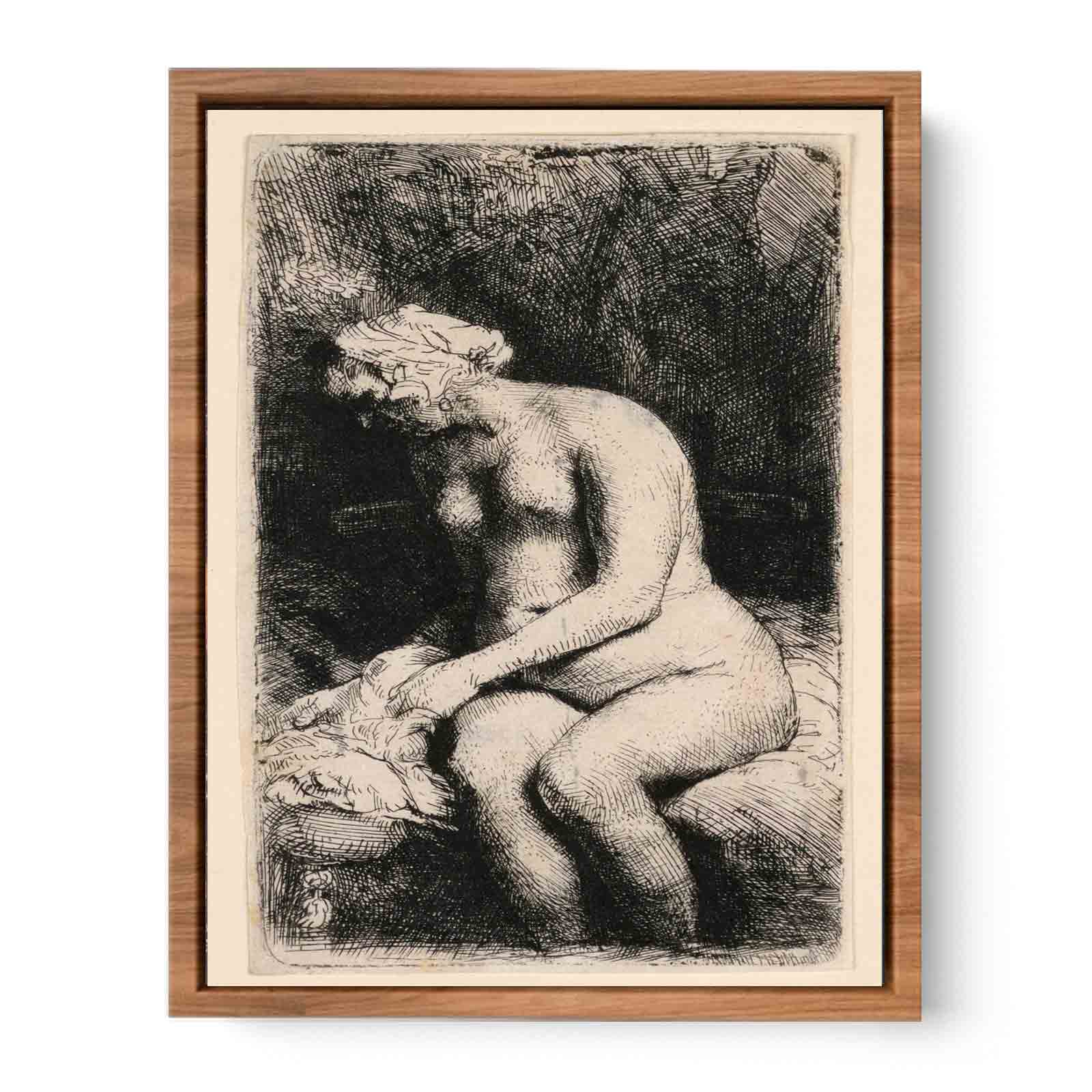 A Woman bathing her Feet at a Brook Painting