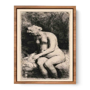 A Woman bathing her Feet at a Brook Painting