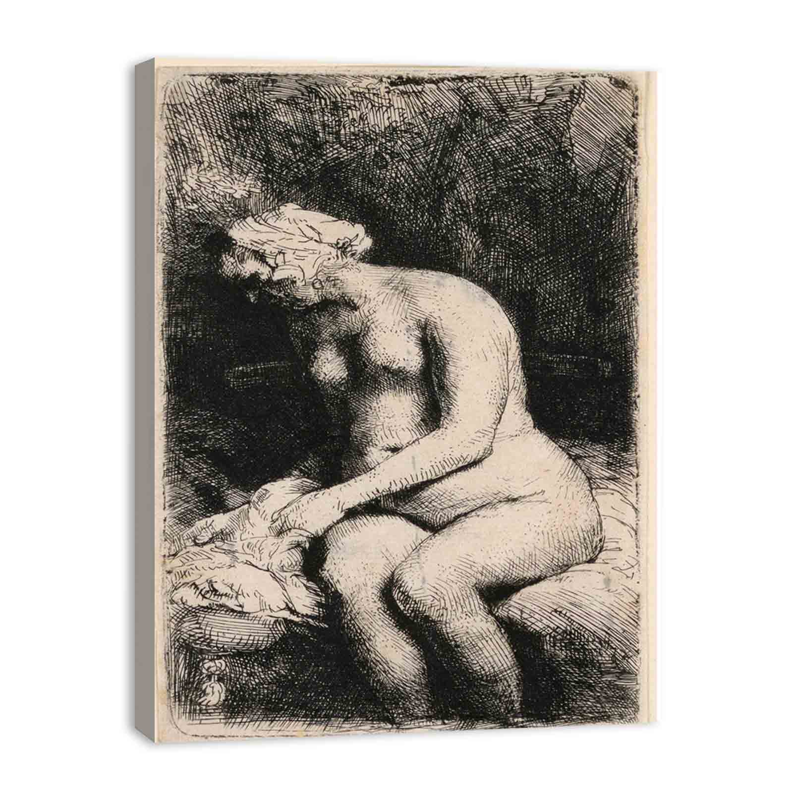 A Woman bathing her Feet at a Brook Painting