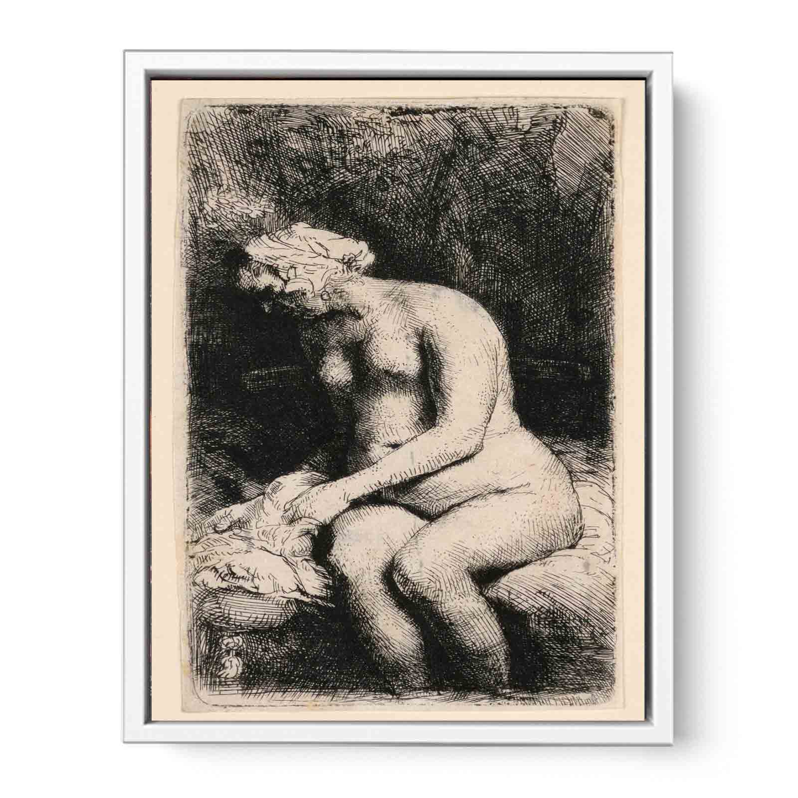 A Woman bathing her Feet at a Brook Painting