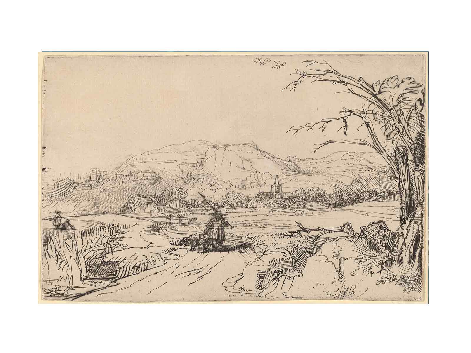 Landscape with Sportsman and Dog Painting