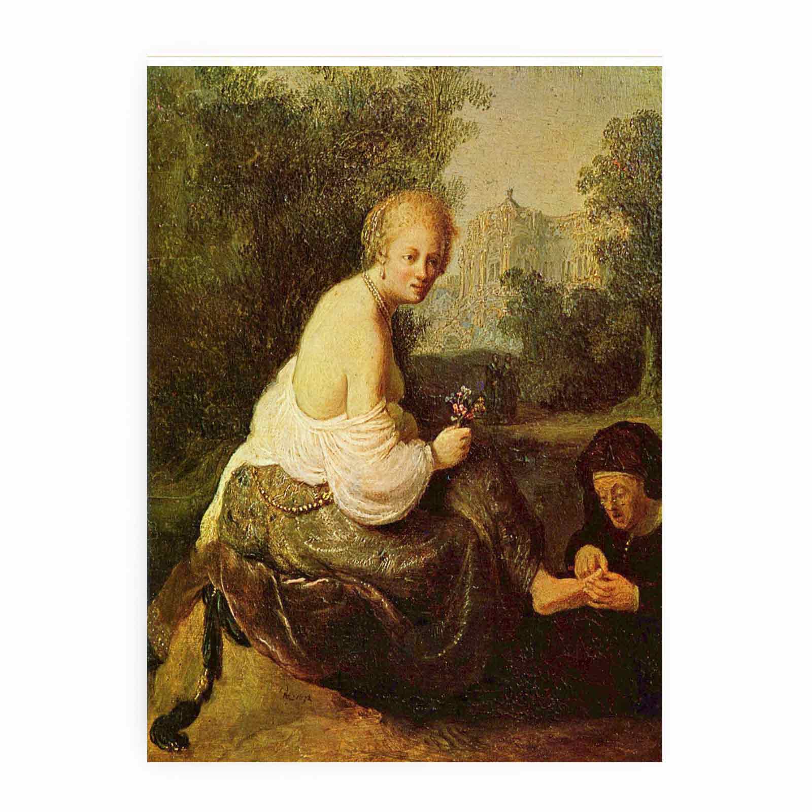 Bathsheba at her toilet, seen by King David Painting