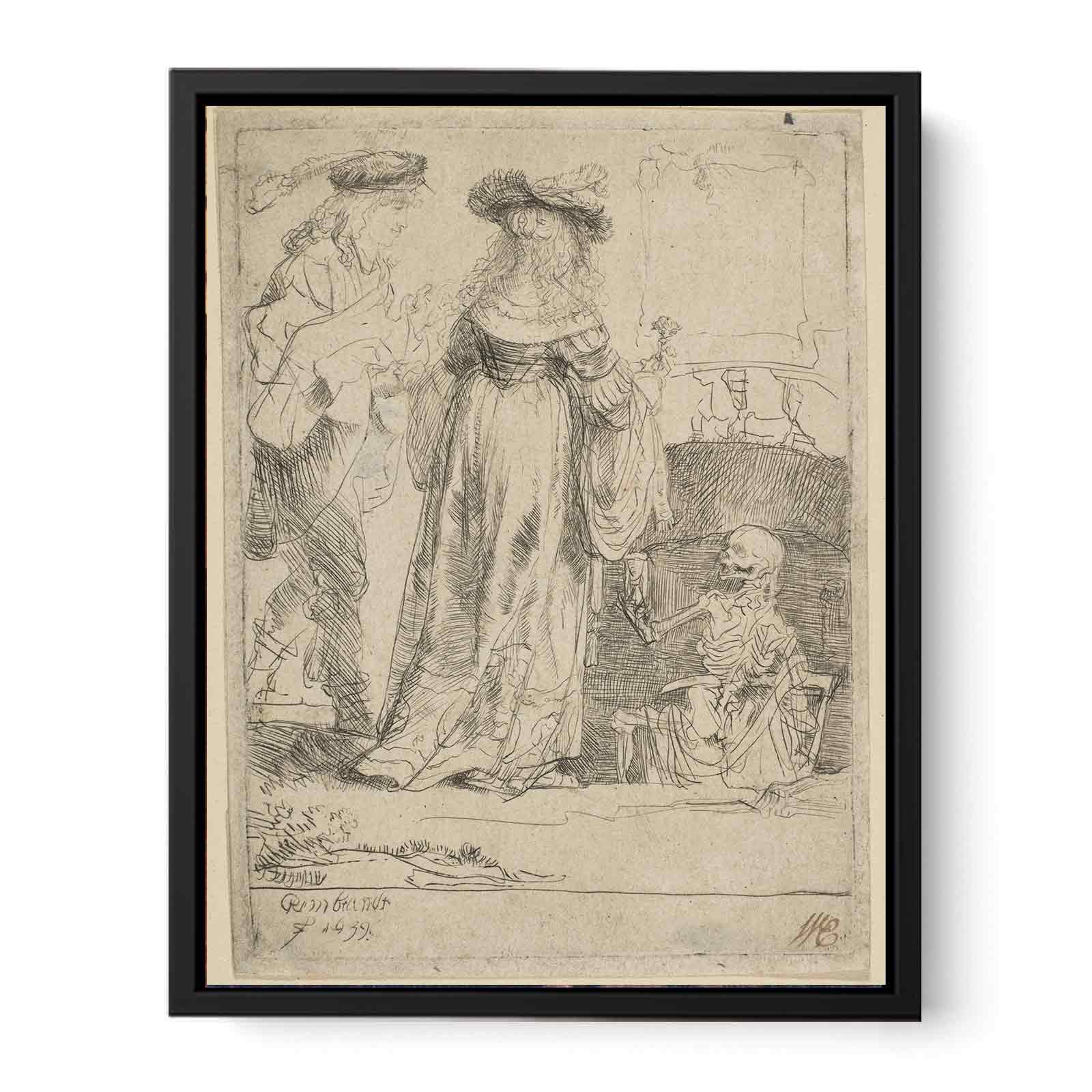Death appearing to a wedded Couple from an open Grave Painting