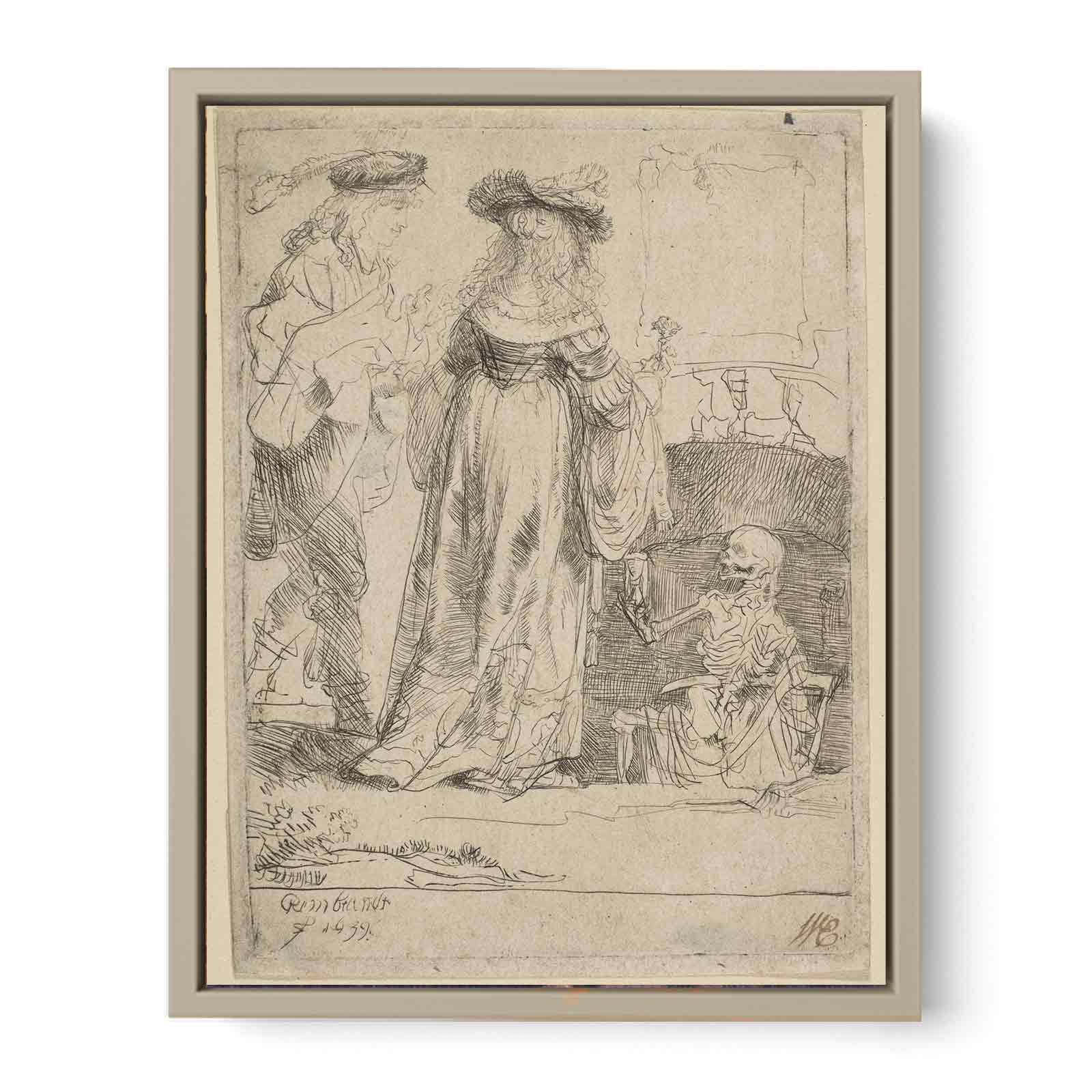 Death appearing to a wedded Couple from an open Grave Painting