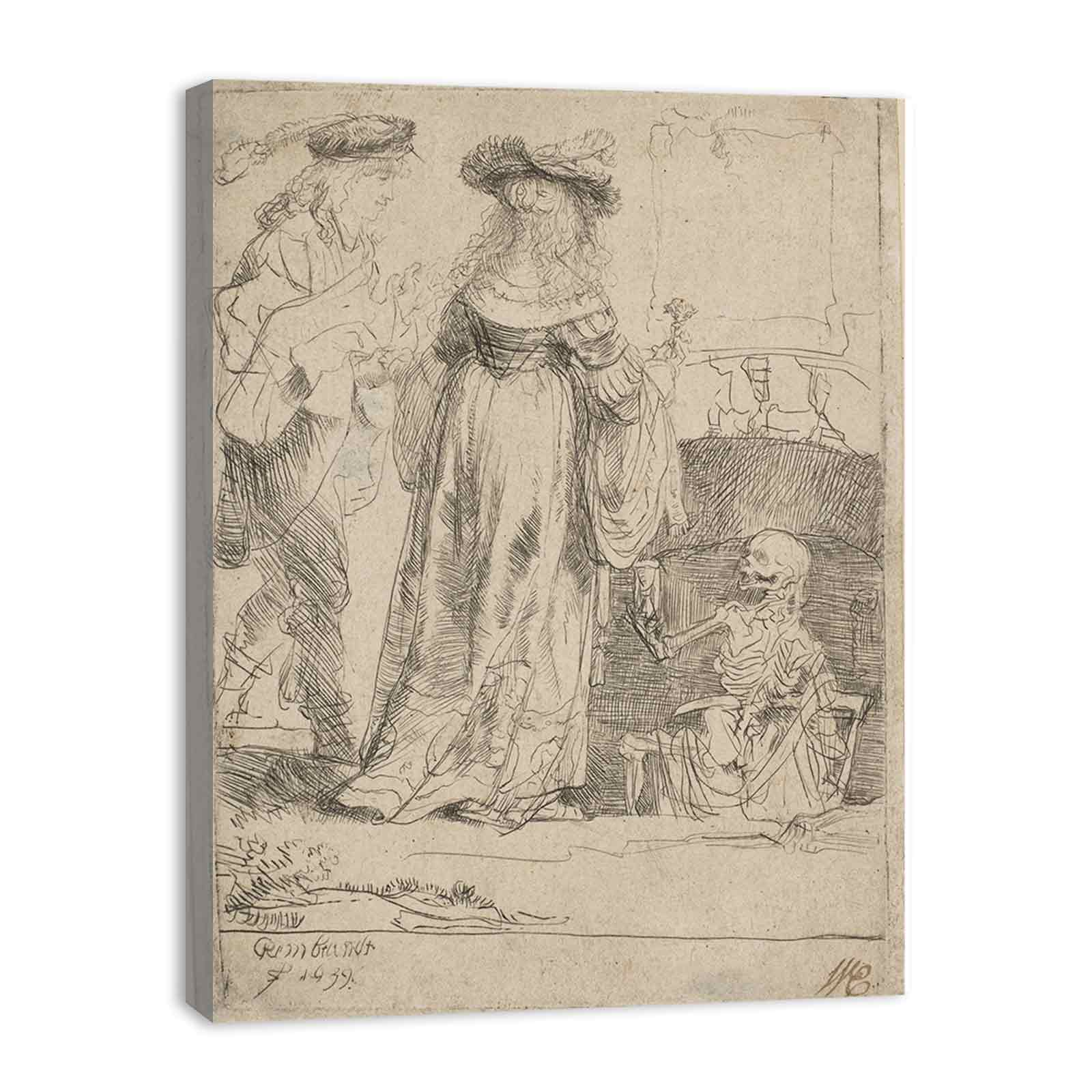 Death appearing to a wedded Couple from an open Grave Painting