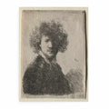 Self Portrait with curly Hair and white Collar Bust Painting