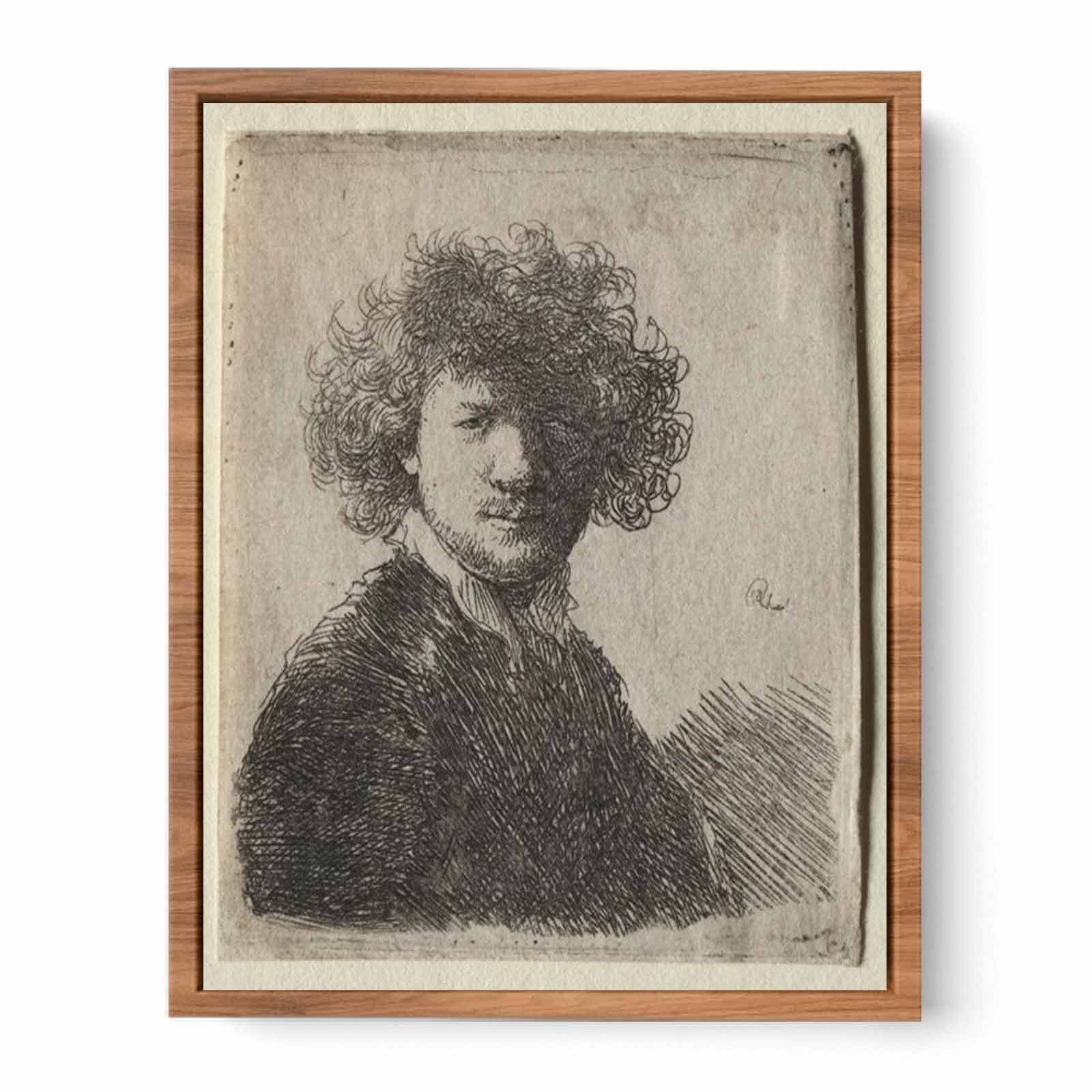 Self Portrait with curly Hair and white Collar Bust Painting