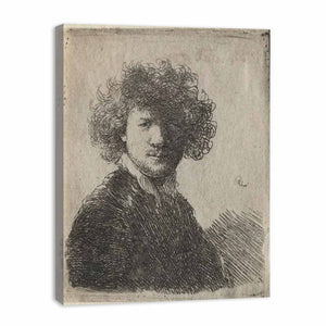 Self Portrait with curly Hair and white Collar Bust Painting