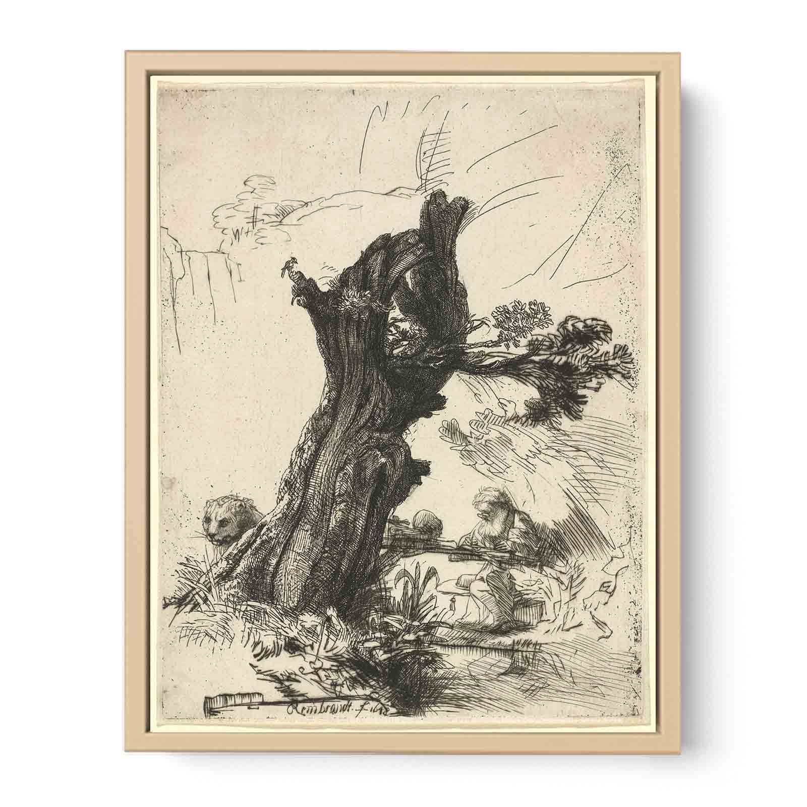 Saint Jerome beside a Pollard Willow Painting