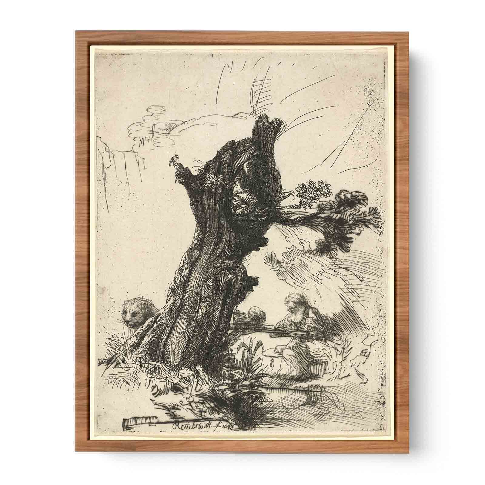 Saint Jerome beside a Pollard Willow Painting