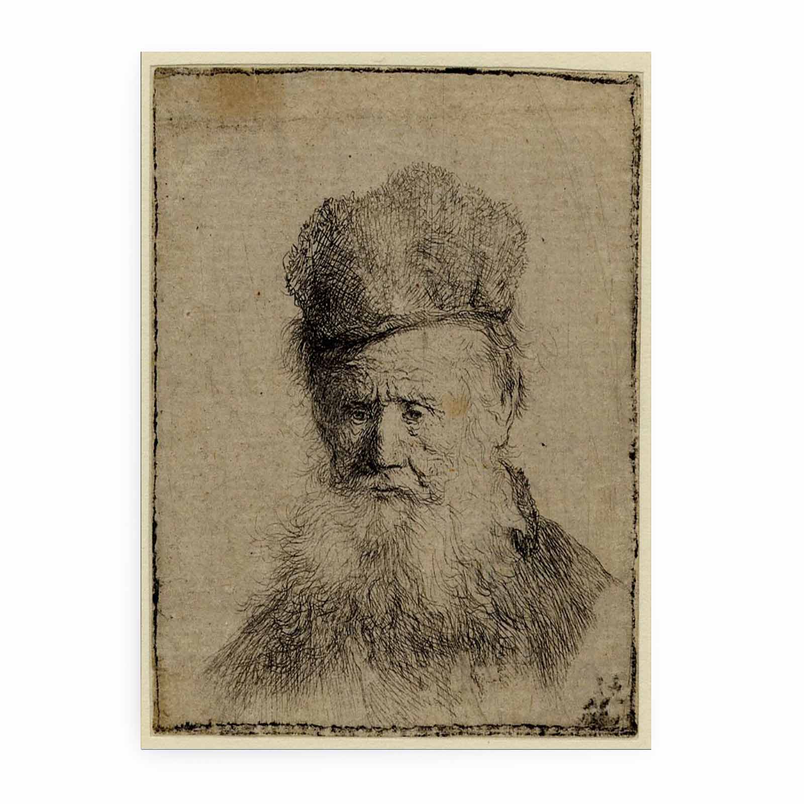 Bust Of An Old Man With A Fur Cap And Flowing Beard, Nearly Full Face, Eyes Direct Painting