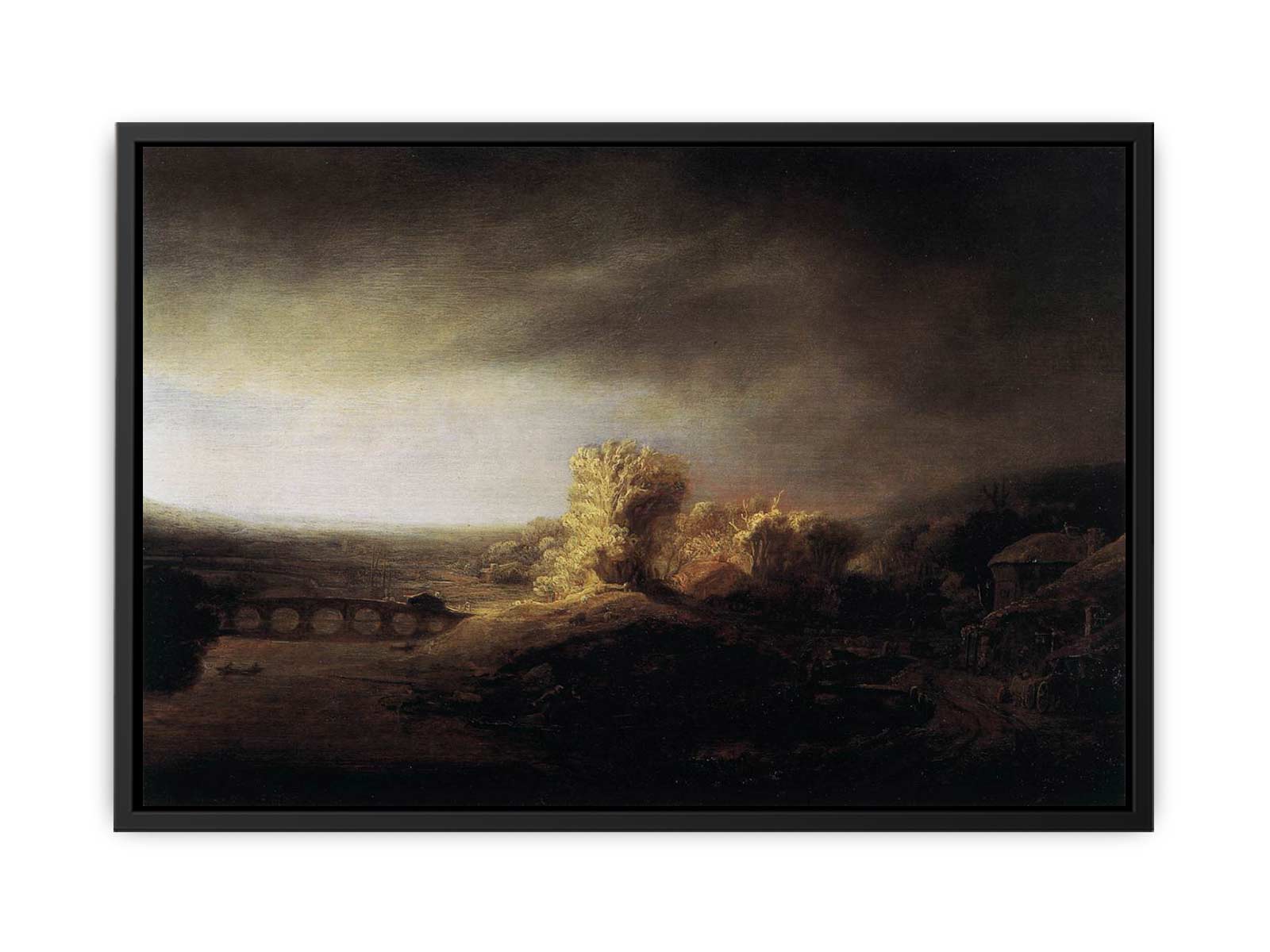 Landscape with a Long Arched Bridge Painting