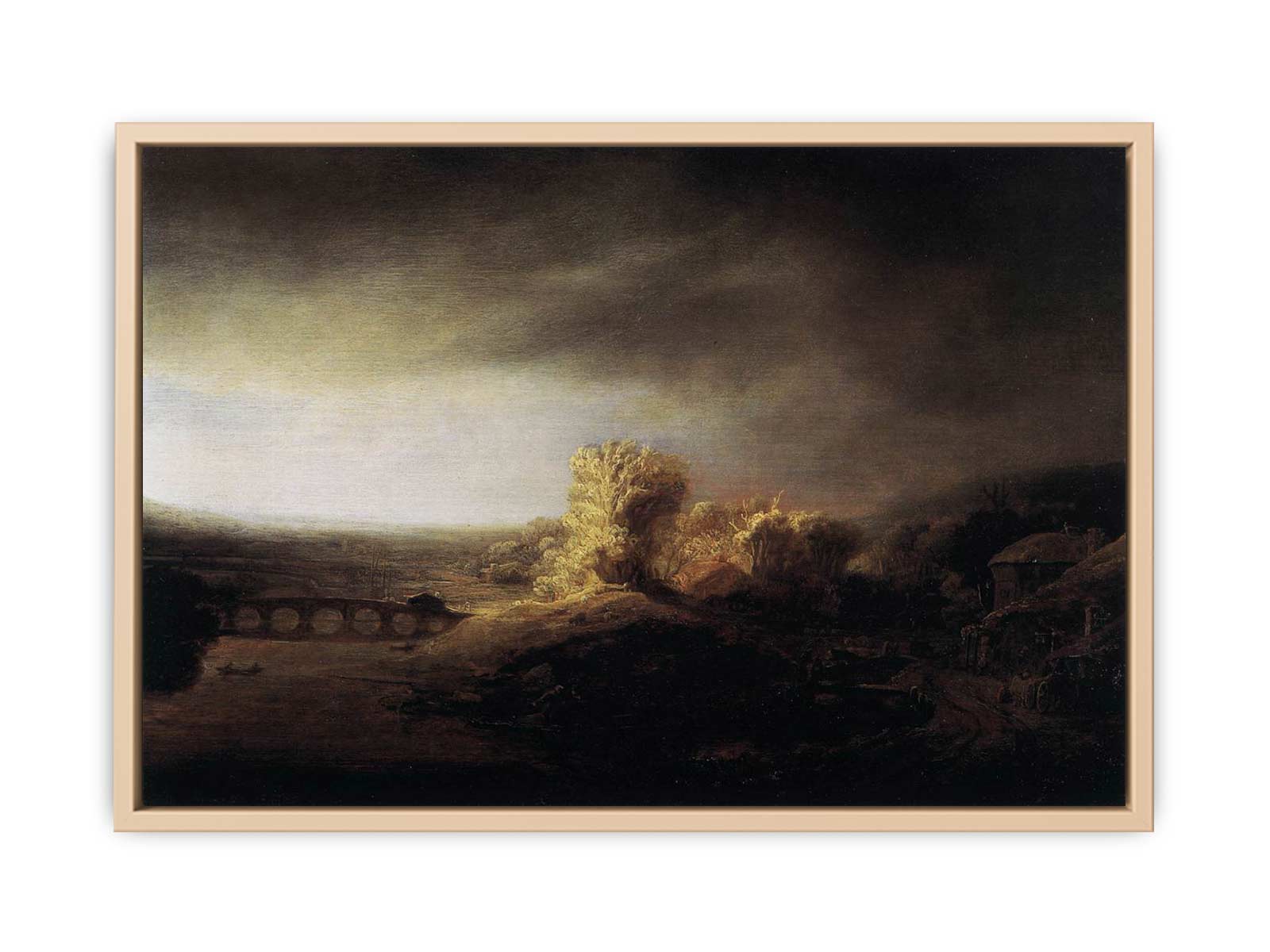 Landscape with a Long Arched Bridge Painting