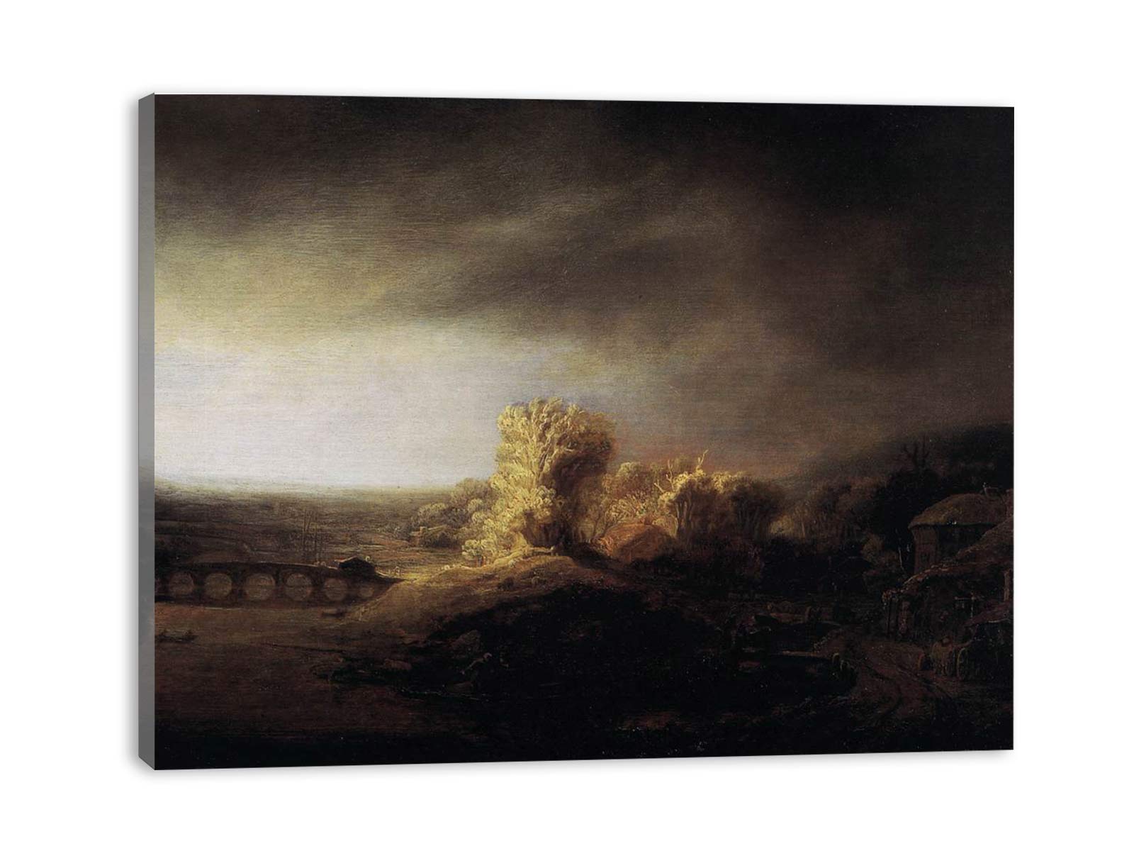 Landscape with a Long Arched Bridge Painting
