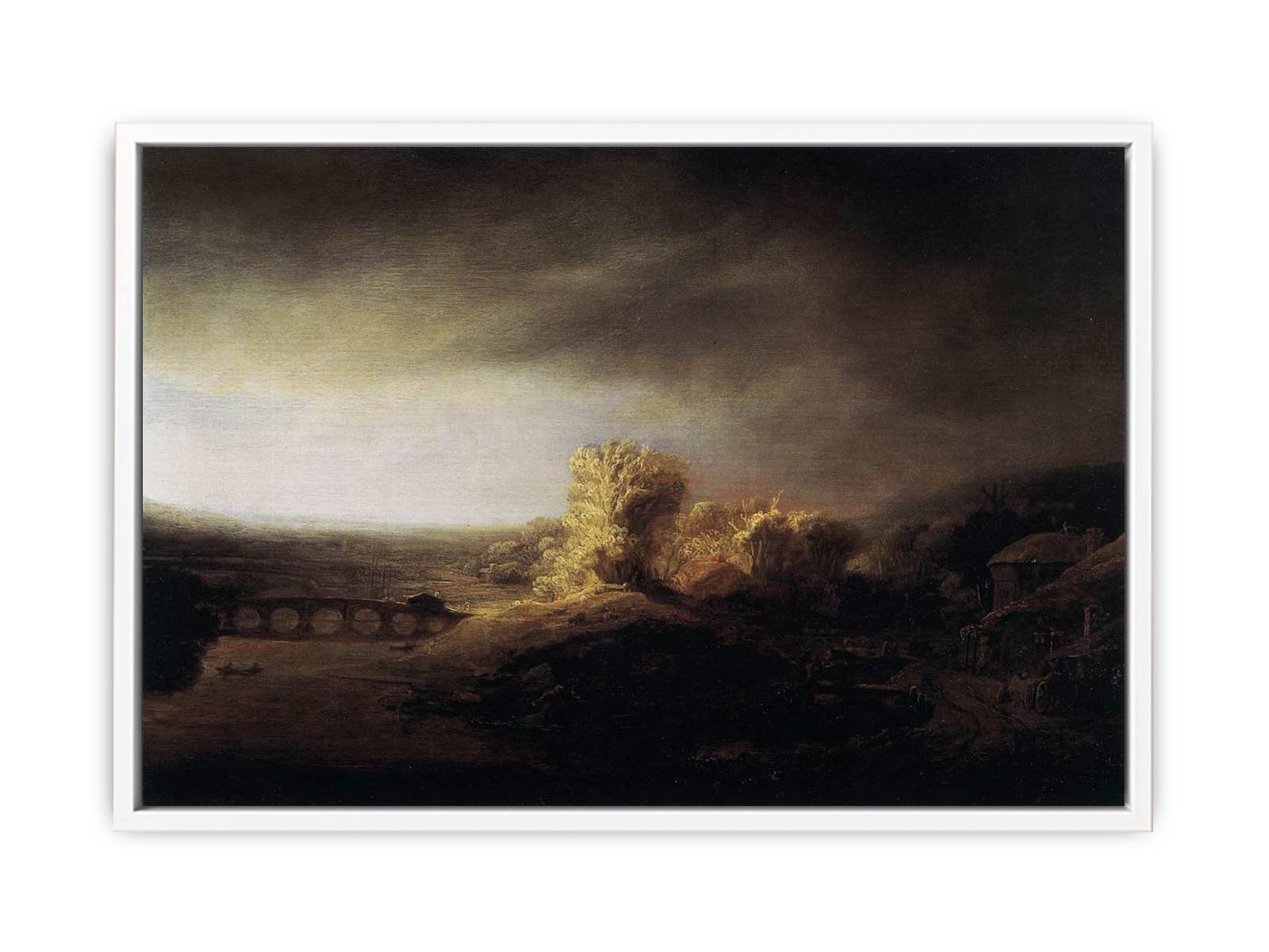 Landscape with a Long Arched Bridge Painting
