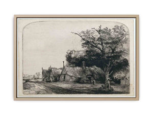 Landscape with three gabled Cottages beside a Road Painting
