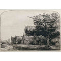 Landscape with three gabled Cottages beside a Road Painting