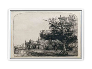 Landscape with three gabled Cottages beside a Road Painting