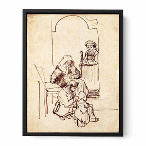 Three Women and a Child at the Door Painting