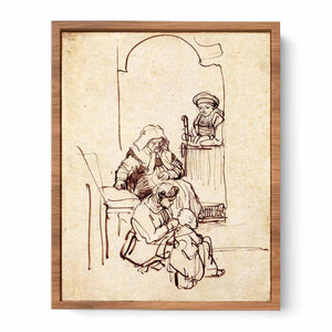 Three Women and a Child at the Door Painting