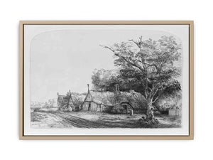 Three Gabled Cottages Beside A Road Painting