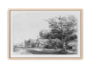 Three Gabled Cottages Beside A Road Painting