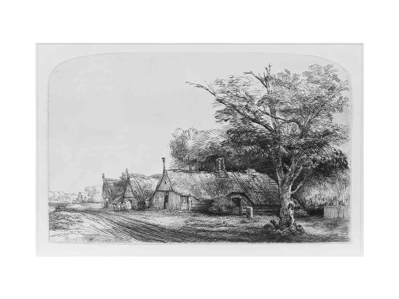 Three Gabled Cottages Beside A Road Painting
