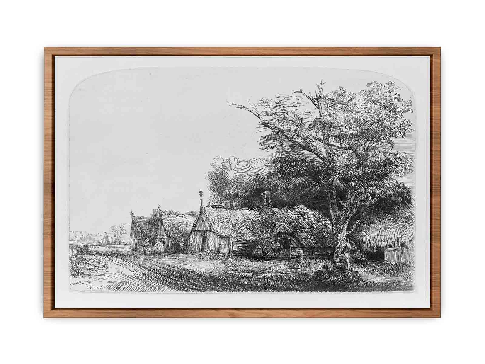 Three Gabled Cottages Beside A Road Painting