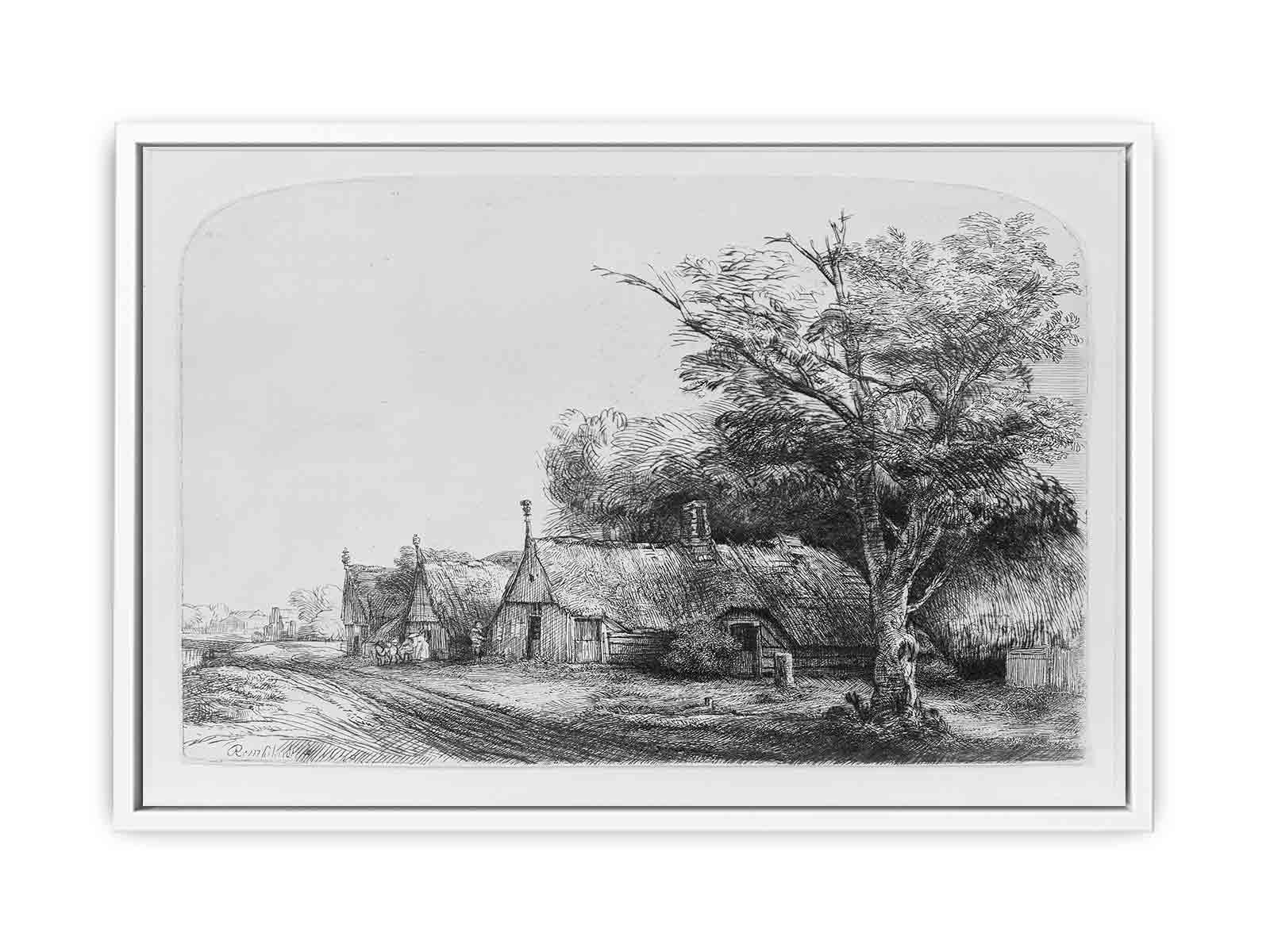 Three Gabled Cottages Beside A Road Painting