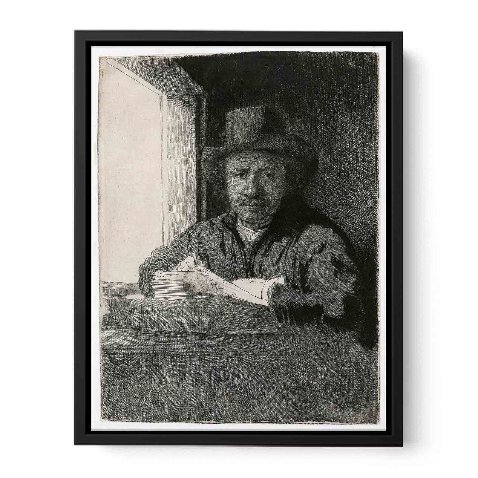 Self Portrait Drawing At A Window Painting
