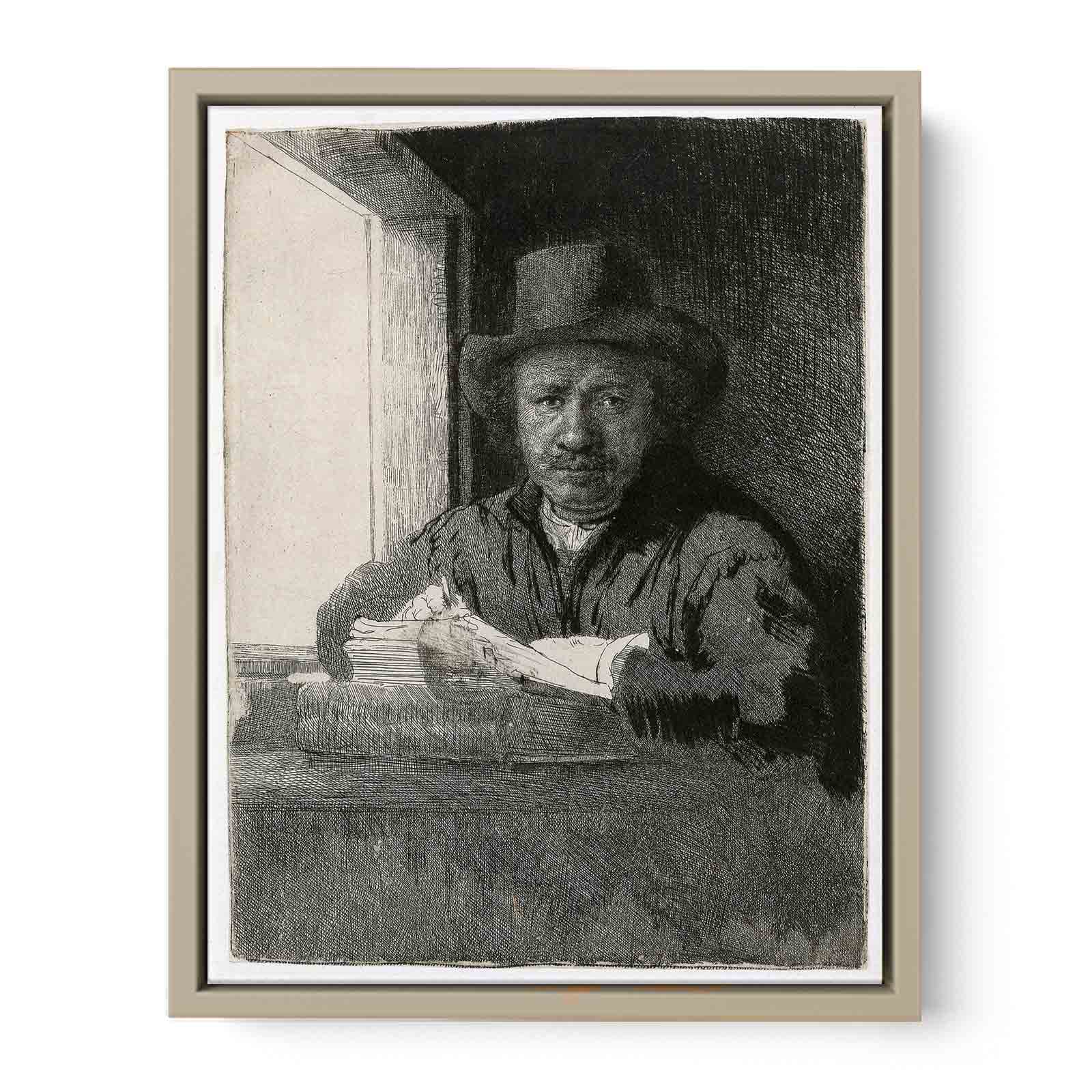 Self Portrait Drawing At A Window Painting