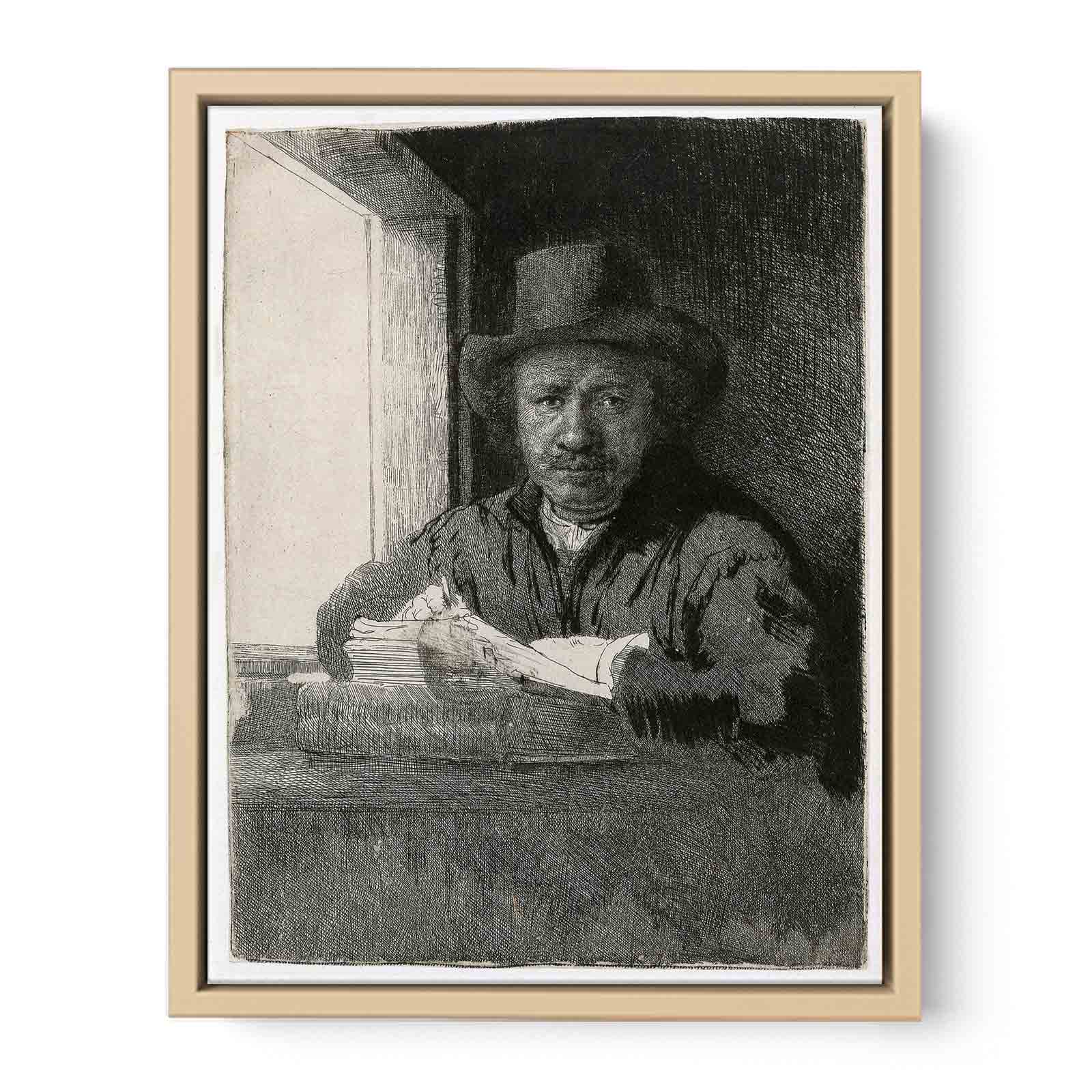 Self Portrait Drawing At A Window Painting