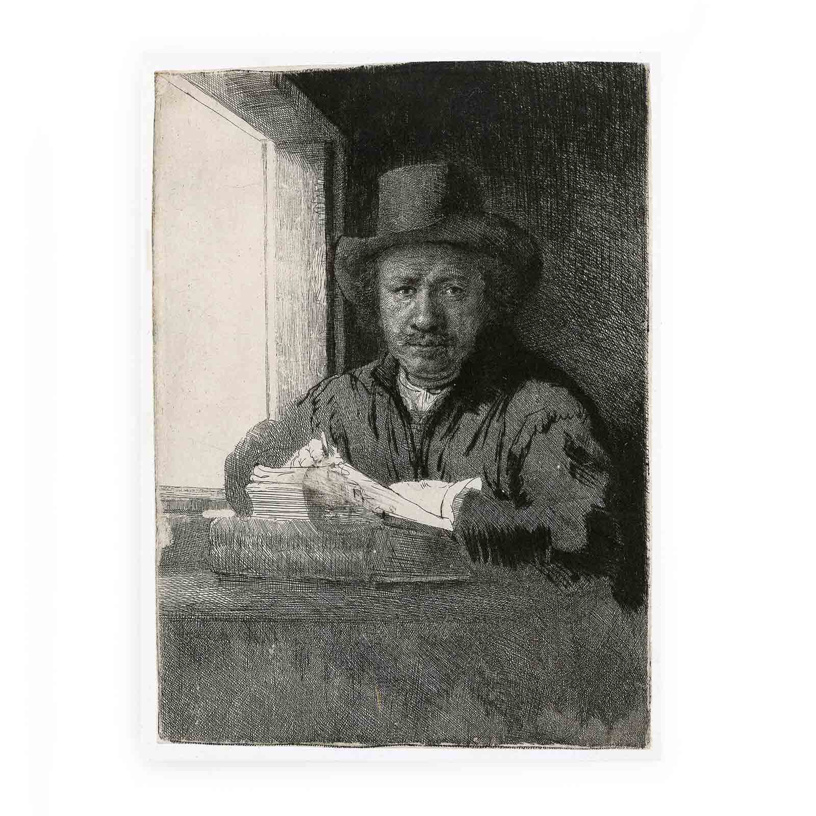 Self Portrait Drawing At A Window Painting