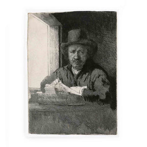 Self Portrait Drawing At A Window Painting