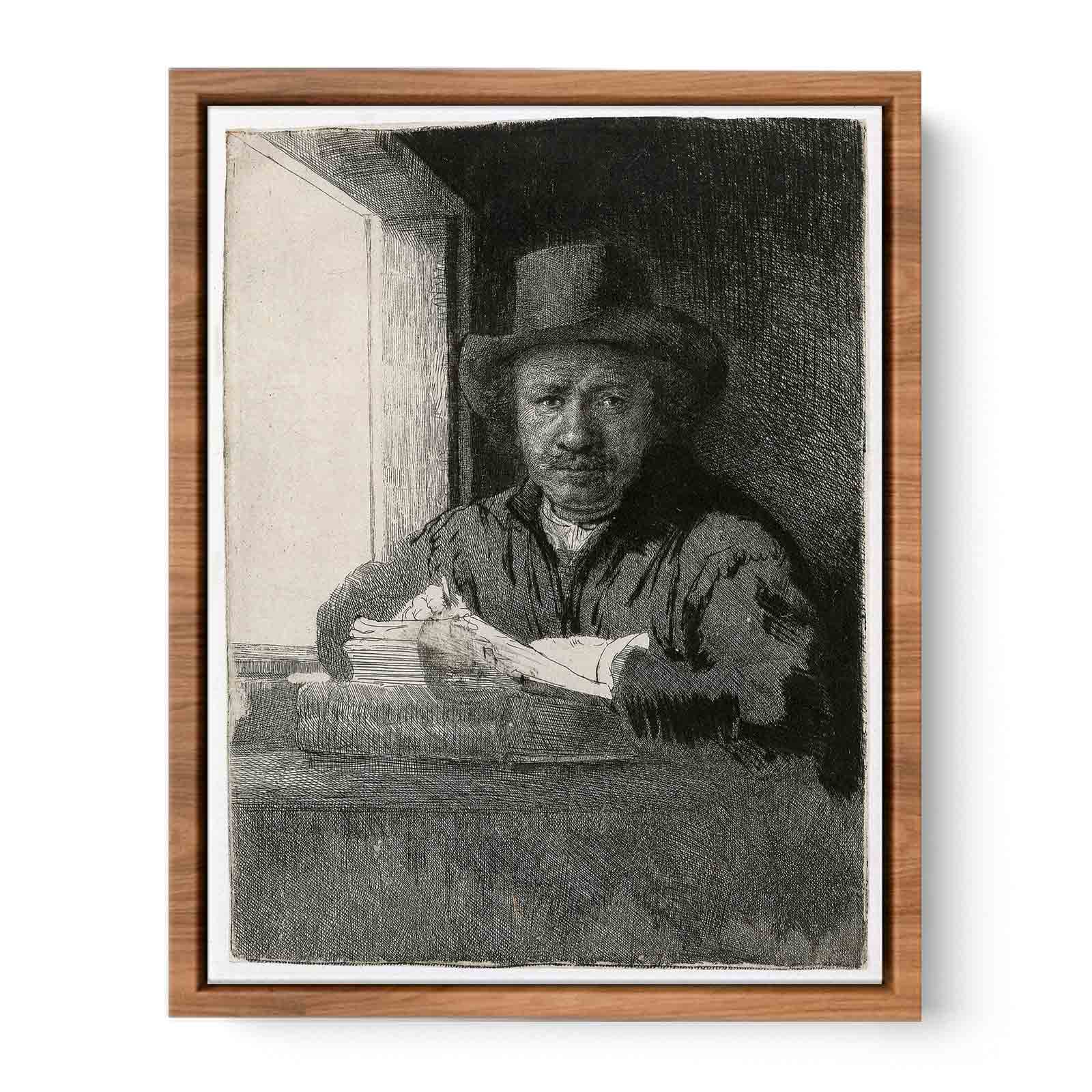 Self Portrait Drawing At A Window Painting