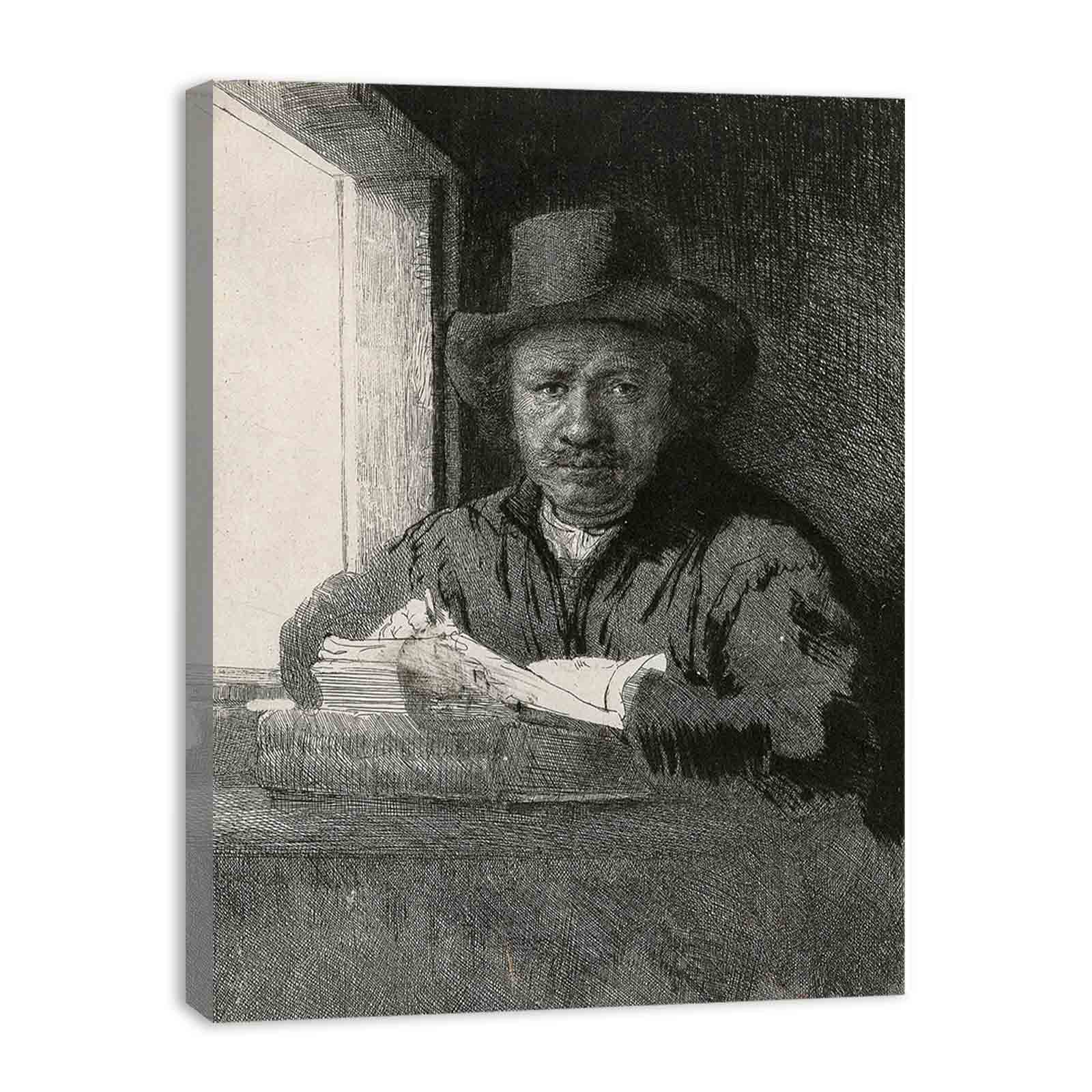 Self Portrait Drawing At A Window Painting
